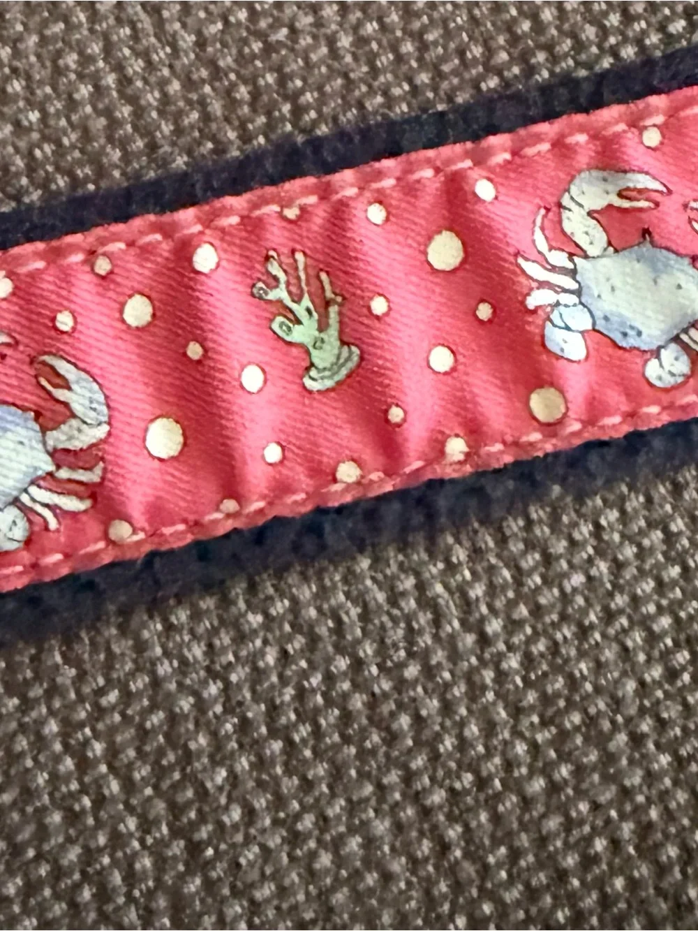 Vineyard Vines Kids Pink Crab & Polka Dot Belt with Brown Trim